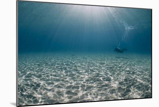 Solitary Scuba Diver in Shallow Sandy Bay, with Sun Beams, Naama Bay-Mark Doherty-Mounted Photographic Print
