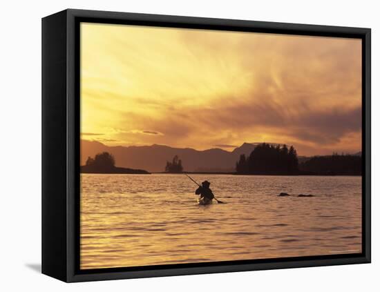 Solo Kayaker Enjoys Sunset, Ketchikan, Alaska, USA-Howie Garber-Framed Stretched Canvas