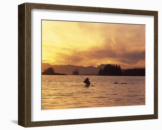 Solo Kayaker Enjoys Sunset, Ketchikan, Alaska, USA-Howie Garber-Framed Photographic Print