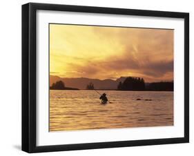 Solo Kayaker Enjoys Sunset, Ketchikan, Alaska, USA-Howie Garber-Framed Photographic Print