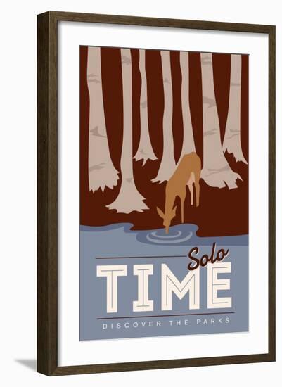 Solo Time (Deer) - Discover the Parks-Lantern Press-Framed Art Print