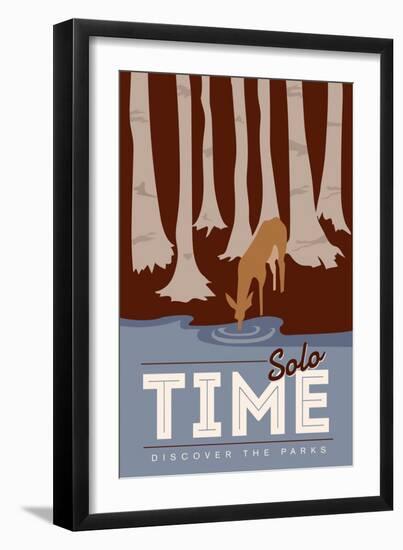 Solo Time (Deer) - Discover the Parks-Lantern Press-Framed Art Print