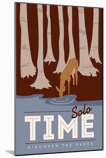 Solo Time (Deer) - Discover the Parks-Lantern Press-Mounted Art Print