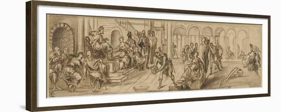 Solomon and the queen of Sheba, c.1600-Jacopo Robusti Tintoretto-Framed Premium Giclee Print