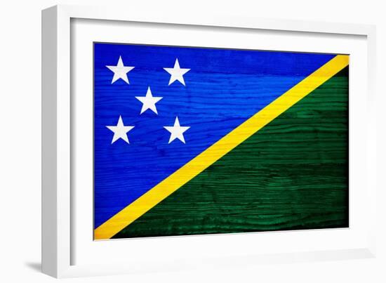 Solomon Islands Flag Design with Wood Patterning - Flags of the World Series-Philippe Hugonnard-Framed Premium Giclee Print