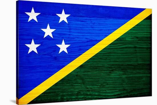 Solomon Islands Flag Design with Wood Patterning - Flags of the World Series-Philippe Hugonnard-Stretched Canvas