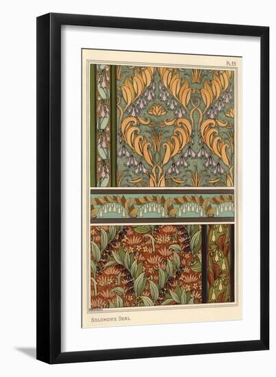 Solomon's seal, Polygonatum multiflorum, as design motif in wallpaper, borders and fabric-null-Framed Giclee Print