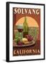 Solvang, California - Wine Vintage Sign-Lantern Press-Framed Art Print