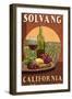 Solvang, California - Wine Vintage Sign-Lantern Press-Framed Art Print