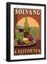 Solvang, California - Wine Vintage Sign-Lantern Press-Framed Art Print