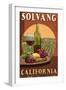 Solvang, California - Wine Vintage Sign-Lantern Press-Framed Art Print