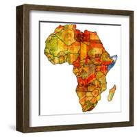 Somalia on Actual Map of Africa-michal812-Framed Art Print
