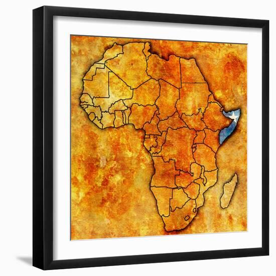 Somalia on Actual Map of Africa-michal812-Framed Art Print