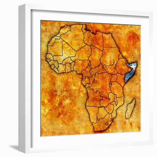 Somalia on Actual Map of Africa-michal812-Framed Art Print