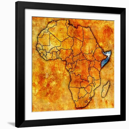 Somalia on Actual Map of Africa-michal812-Framed Art Print