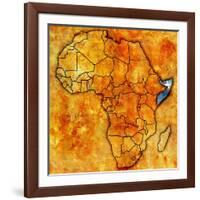 Somalia on Actual Map of Africa-michal812-Framed Art Print