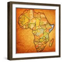 Somalia on Actual Map of Africa-michal812-Framed Art Print