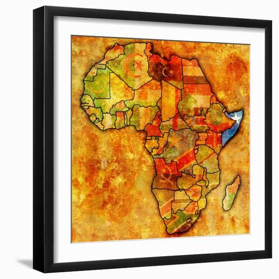 Somalia on Actual Map of Africa-michal812-Framed Art Print