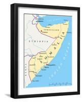 Somalia Political Map-Peter Hermes Furian-Framed Art Print