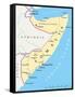 Somalia Political Map-Peter Hermes Furian-Framed Stretched Canvas