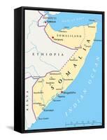 Somalia Political Map-Peter Hermes Furian-Framed Stretched Canvas