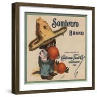 Sombrero Brand - Highgrove, California - Citrus Crate Label-Lantern Press-Framed Art Print