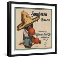 Sombrero Brand - Highgrove, California - Citrus Crate Label-Lantern Press-Framed Art Print