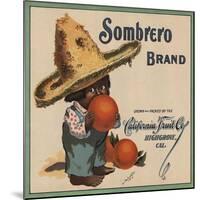 Sombrero Brand - Highgrove, California - Citrus Crate Label-Lantern Press-Mounted Art Print