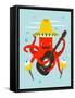 Sombrero Macho Moustache Octopus Playing Guitar. Underwater Mexican Guitarist. Vector Layered Eps8-Popmarleo-Framed Stretched Canvas