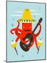 Sombrero Macho Moustache Octopus Playing Guitar. Underwater Mexican Guitarist. Vector Layered Eps8-Popmarleo-Mounted Art Print