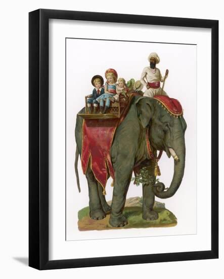 Some Children Take a Ride on an Elephant-null-Framed Art Print