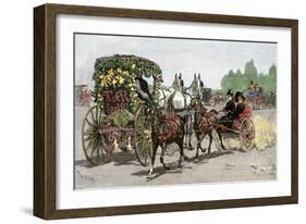 Some Decorated Carriages in the Tournament of Roses Parade, Pasadena, California, 1891-null-Framed Giclee Print