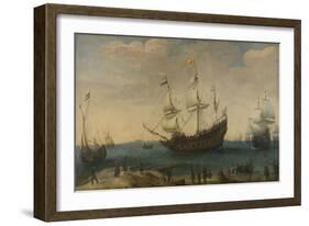 Some East Indiamen Offshore-Hendrik Cornelisz Vroom-Framed Art Print