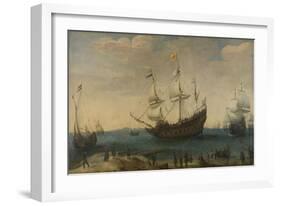 Some East Indiamen Offshore-Hendrik Cornelisz Vroom-Framed Art Print