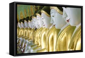 Some of the 45 Buddha Images Found at a Crescent-Shaped Colonnade at Umin Thounzeh on Sagaing Hill-Lee Frost-Framed Stretched Canvas