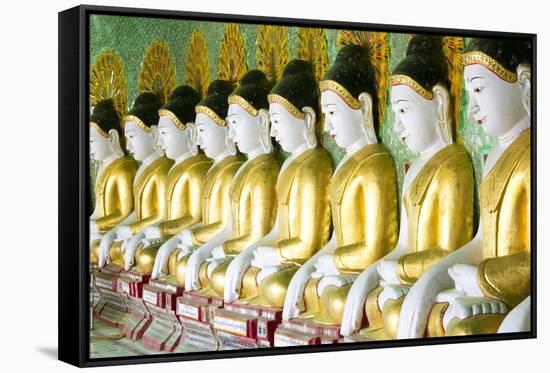 Some of the 45 Buddha Images Found at a Crescent-Shaped Colonnade at Umin Thounzeh on Sagaing Hill-Lee Frost-Framed Stretched Canvas