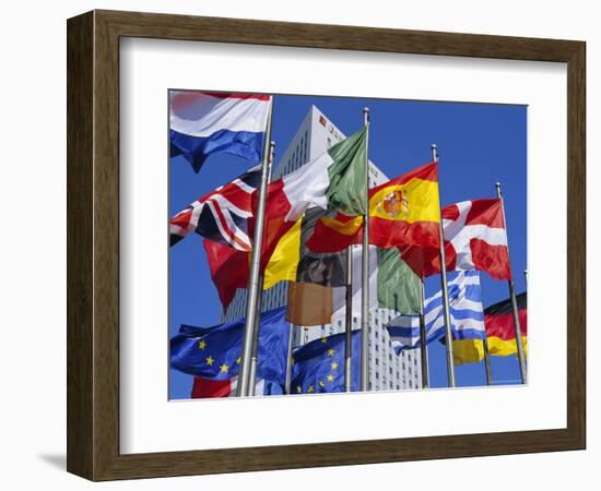 Some of the Flags of the European Union, La Defense, Paris, France, Europe-Neale Clarke-Framed Photographic Print