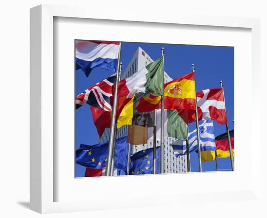 Some of the Flags of the European Union, La Defense, Paris, France, Europe-Neale Clarke-Framed Photographic Print