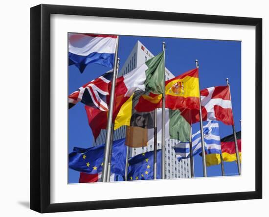 Some of the Flags of the European Union, La Defense, Paris, France, Europe-Neale Clarke-Framed Photographic Print