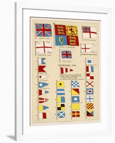 Some of the Signal Flags of Royal Navy Including the Royal Standard White Ensign Union Jack-null-Framed Photographic Print