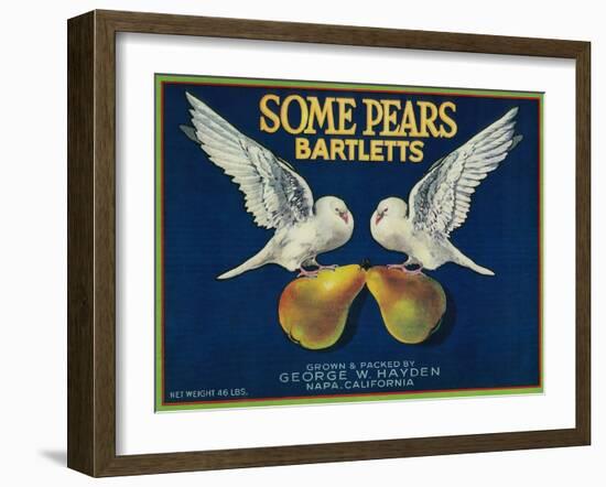 Some Pears Pear Crate Label - Napa, CA-Lantern Press-Framed Art Print