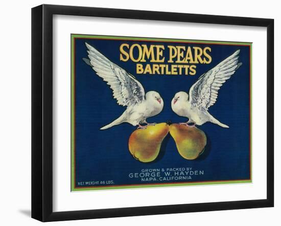 Some Pears Pear Crate Label - Napa, CA-Lantern Press-Framed Art Print