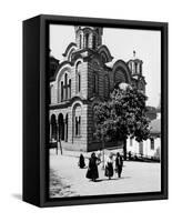 Some Serbian People Strolling in Front of a Church, Belgrade-null-Framed Stretched Canvas