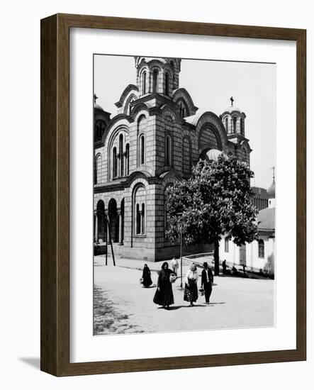 Some Serbian People Strolling in Front of a Church, Belgrade-null-Framed Photographic Print