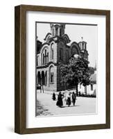 Some Serbian People Strolling in Front of a Church, Belgrade-null-Framed Photographic Print