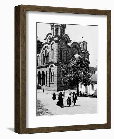 Some Serbian People Strolling in Front of a Church, Belgrade-null-Framed Photographic Print