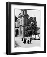 Some Serbian People Strolling in Front of a Church, Belgrade-null-Framed Photographic Print