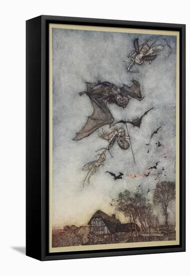 Some War with Rere-Mice for their Leathern Wings-Arthur Rackham-Framed Stretched Canvas