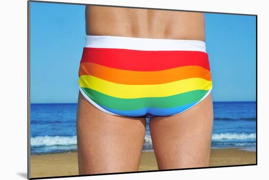 Someone Wearing a Rainbow Swimsuit on the Beach-nito-Mounted Photographic Print