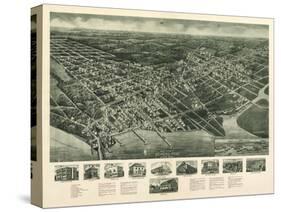 Somers Point, New Jersey - Panoramic Map-Lantern Press-Stretched Canvas